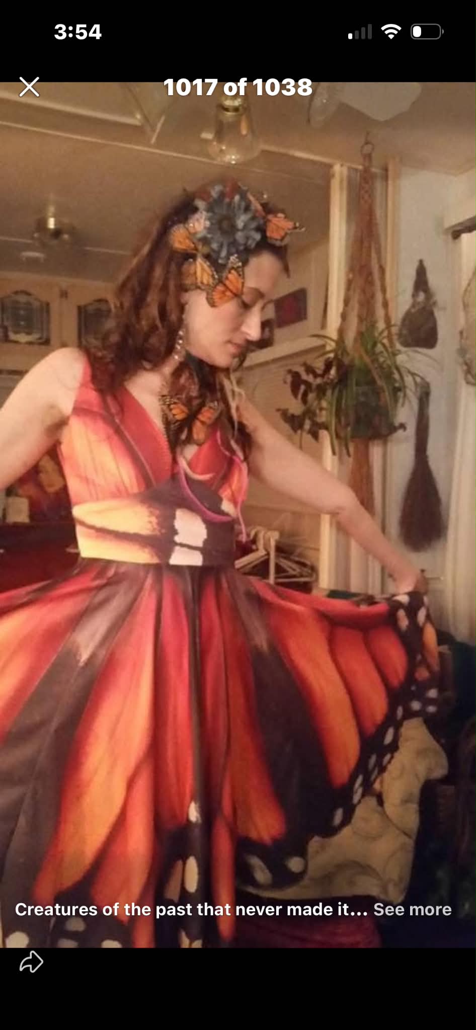 Ina Moon wearing a handmade monarch butterfly dress